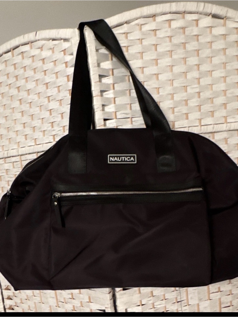 Nautica Black Travel Duffel with Silver Zip Accent